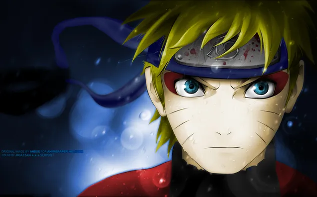 Literaire serie anime karakter Naruto blauw voor witte achtergrond download