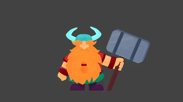 pequeno personagem de anime com barba laranja segurando o martelo download