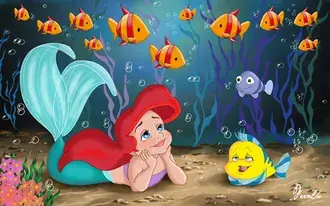 Tapeta Malá Ariel a Flonder 4K