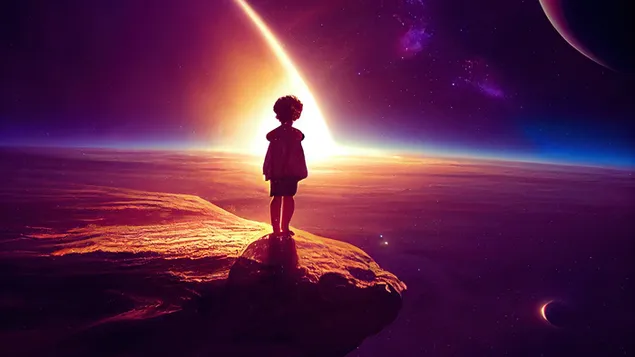 เด็กน้อยเงาดำมุมมองสากล 4K วอลเปเปอร์