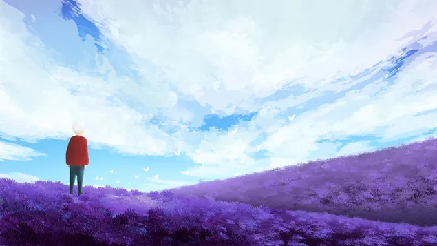 Мало момче изгубено во светот на фантазијата 4K тапет