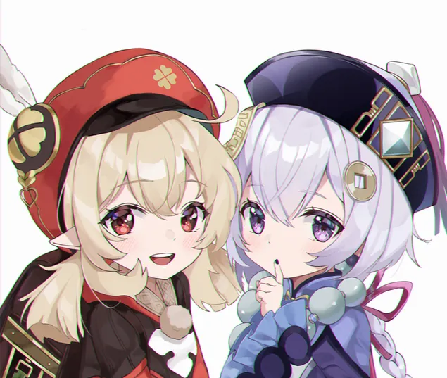 Tapeta Malé roztomilé sestry | Klee & Qiqi (Ganshin Impact) 2K