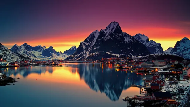 Lofoten-Insel in Norwegen 4K Hintergrundbild