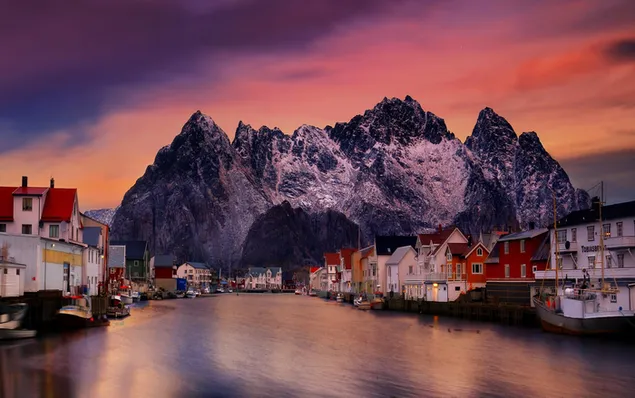 Lofoten Islands with their snowy mountains and nature
