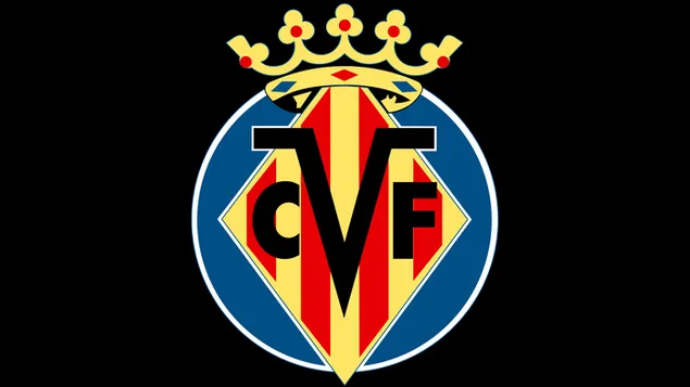 logotip del club de futbol vila-real, un dels equips de la lliga espanyola, sobre fons negre baixada