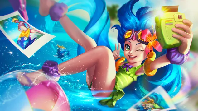 (LOL) League of Legends: Pool Party Zoë 4K achtergrond