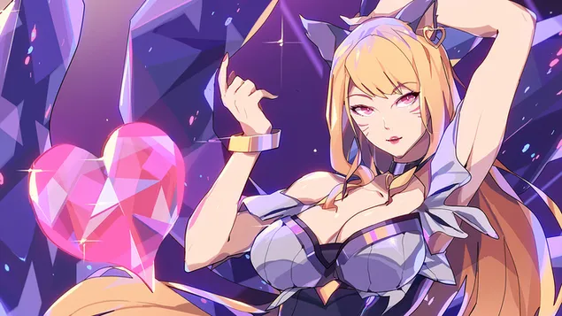(LOL) League of Legends: Popstar K/DA Ahri (انیمه Fanart) کاغذدیواری  4K