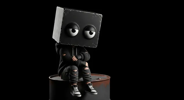 <font dir="auto" style="vertical-align: inherit;"><font dir="auto" style="vertical-align: inherit;">
        شخصية الصندوق الوحيد تجلس في الظلام 4K خلفية