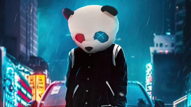Tapeta Osamelá panda na ulici 4K
