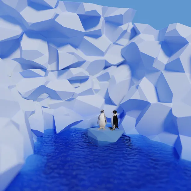 Pingüins solitaris sobre gel baixada