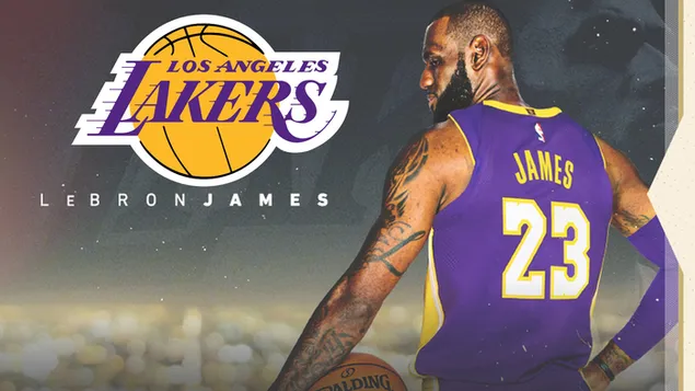 Logo der Los Angeles Lakers und Lebron James HD Hintergrundbild