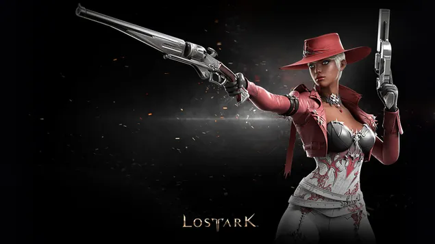 Lost ark online war game assian character devil hunter woman 4K bakgrund