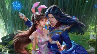 대나무 숲에서 함께 사랑하는 커플 4K 배경화면