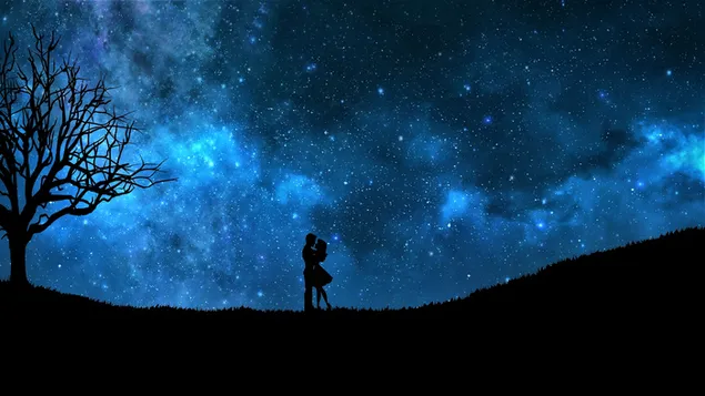 Liebhaber auf einem sternenklaren Nachthimmel