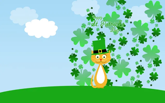 Kucing Keberuntungan dan Topi Hijau di Hari St. Patrick unduhan