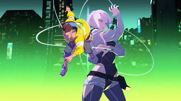 Lucy y David del anime Cyberpunk: Edgerunners