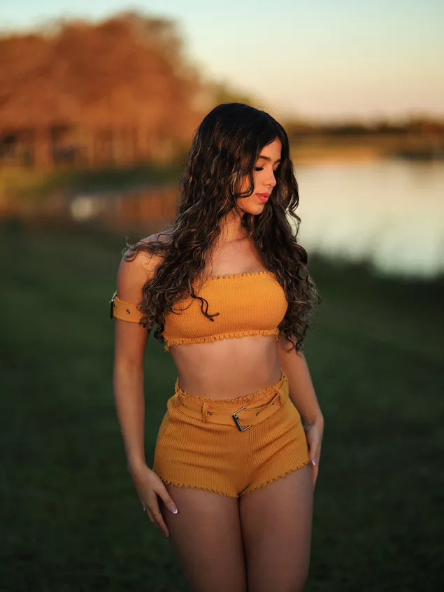 muat turun lucy gadis si rambut coklat | pose