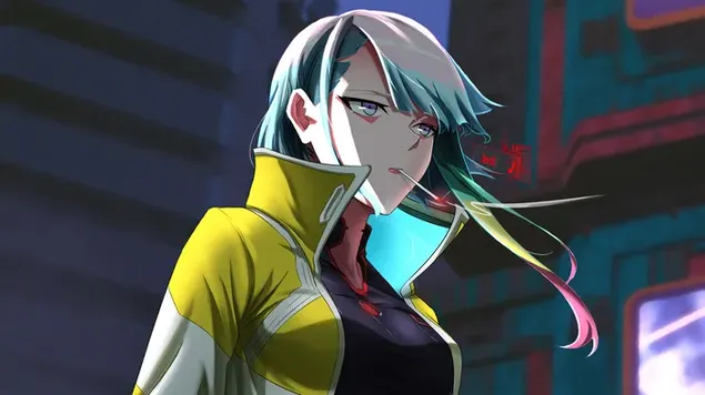 Шпалери Люсі палить мистецтво - Cyberpunk: Edgerunners 4K