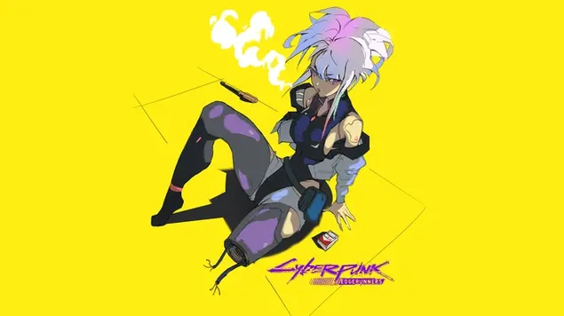 Lucy fumando: Cyberpunk: Edgerunners anime 8K fondo de pantalla