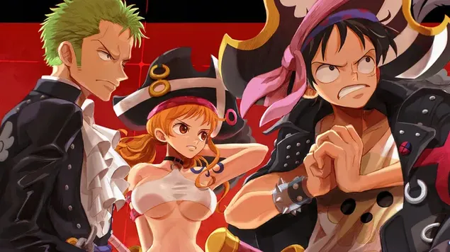 Ruffy, Zoro und Nami aus One Piece Film: Red 4K Hintergrundbild