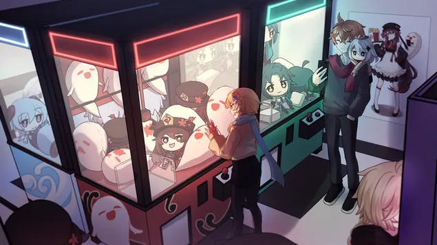 City Mall oyun yerinde Lumine & Aether | Ganshin Etkisi HD duvar kağıdı