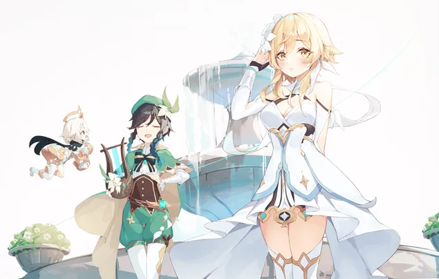 Лумине и музичар Венти заједно | Генсхин Импацт 6K позадина