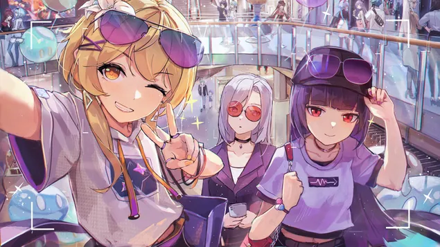 Tapeta Lumine s přáteli | zábava z nakupování (Ganshin Impact) 4K