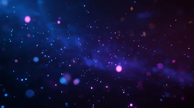 Lysende partikler i abstrakt blåt lilla lysfelt 2K baggrundsbillede