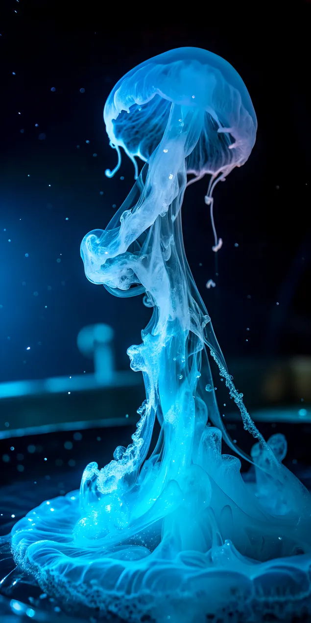 נוזל כחול זוהר, זרימה מופשטת כובשת 2K טפט