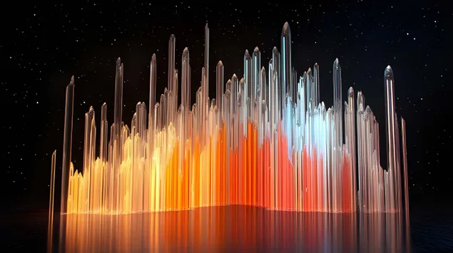 Светещи стъклени конструкции на звезден фон 4K тапет