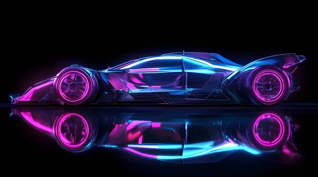 Luminous Speed: A Futuristic Neon Dream Car 4K bakgrund