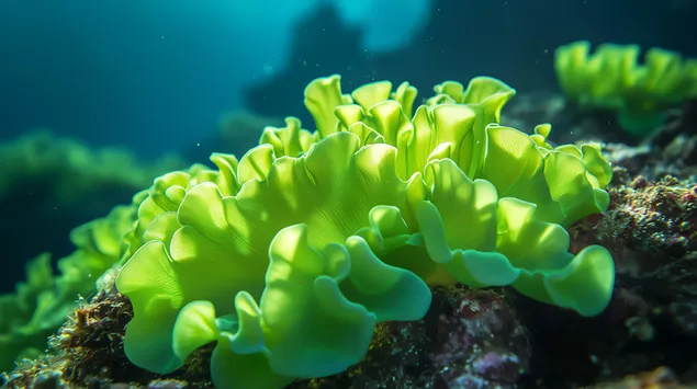 كوديوم أخضر مورق هش في ضوء الشمس النابض بالحياة 4K خلفية