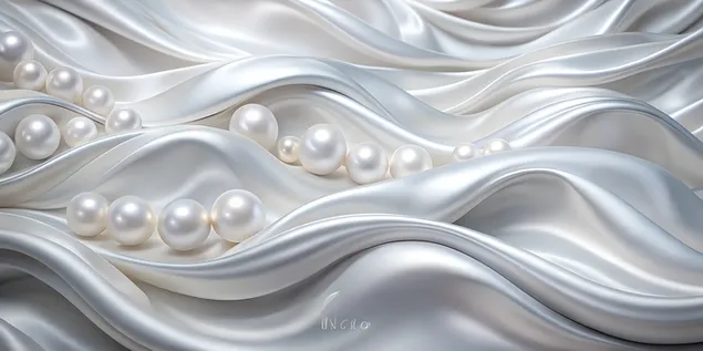 Gelombang Putih dan Perak Mutiara Mewah 4K kertas dinding