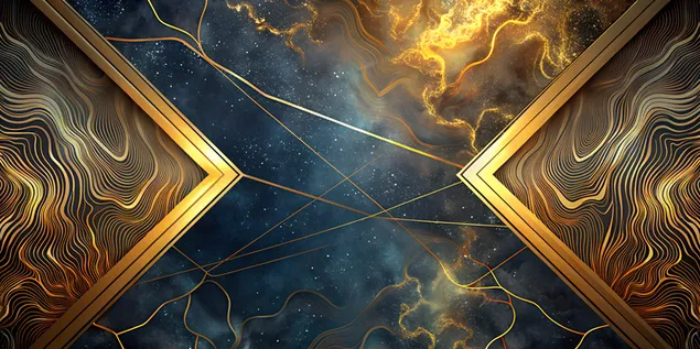 Luxus schwaarzen Hannergrond mat minimalem Gold a Wäisslinnen am 3D Stil 4K Tapeten