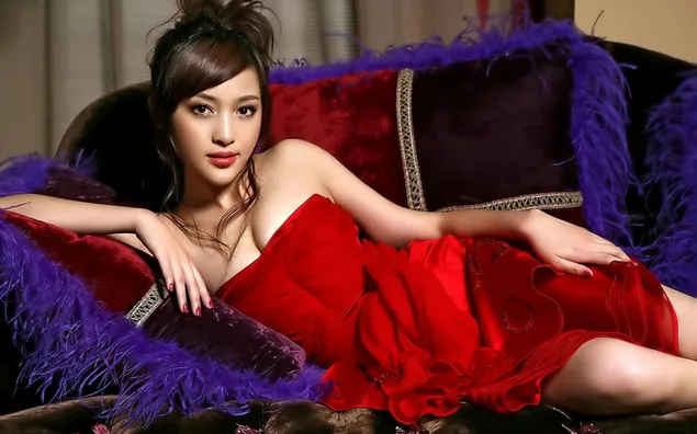 Lying pose of beautiful Asian girl download