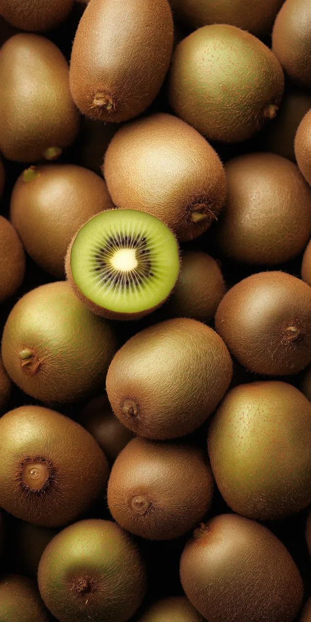 Makro tekstura ozadja celega in prepolovljenega tropskega kivija HD ozadje