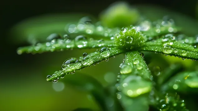 Tapeta Zaostrenie makro objektívu na sviežu rannú rosu 8K