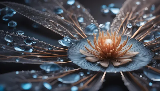 Bidikan makro bunga butiran embun 4K wallpaper