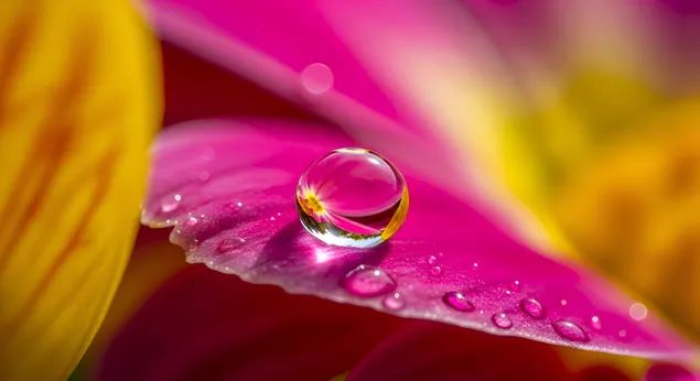 Макро капљица воде на ружичастој латици цвета | Детаљ природе 4K позадина