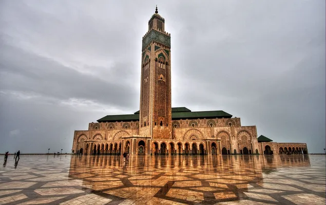 Made by filling the sea in casablanca, morocco, II. hasan mosque