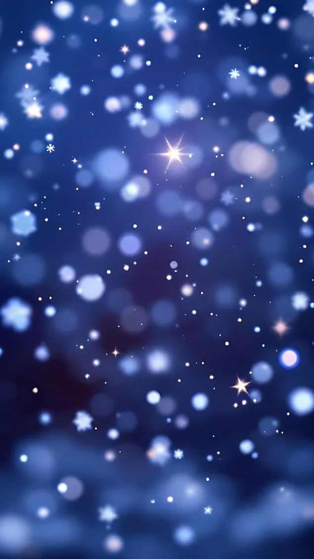 Magični bokeh efekat padajućeg plavog snijega 2K pozadina