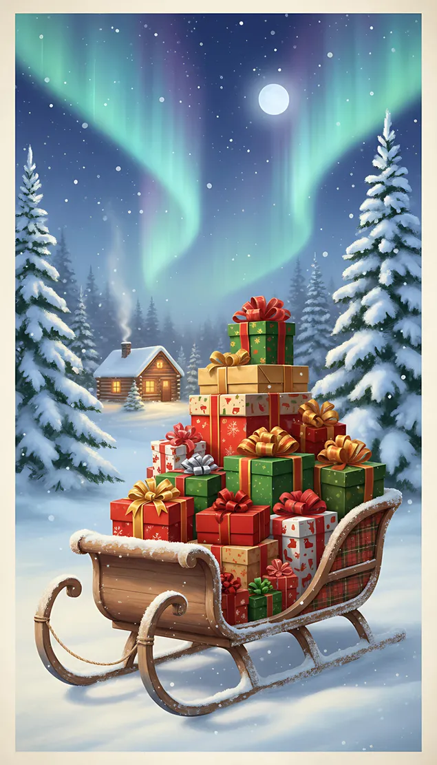 carobne bozicne sanke s poklonima aurora preuzmi