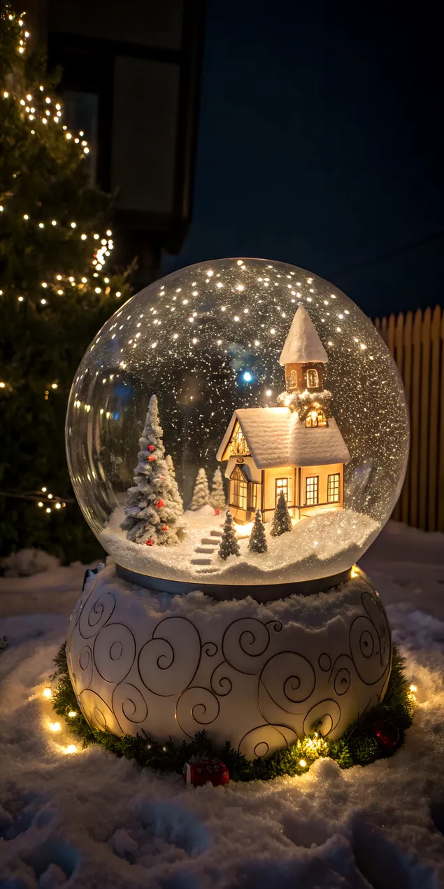 cruinneog sneachta draiochta le sraidbhaile na nollag glowing ioslodail