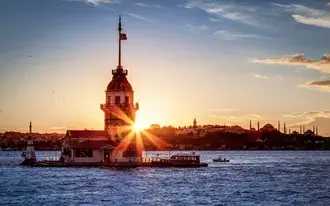 Maiden's Tower and Sunset HD wallpaper