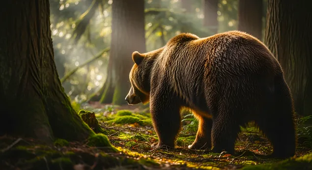 ariu madheshtor kafe qe bredh ne nje pyll te ndricuar nga dielli shkarkim