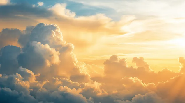 Maestose nuvole a forma di drago all'ora del tramonto dorato 2K sfondo