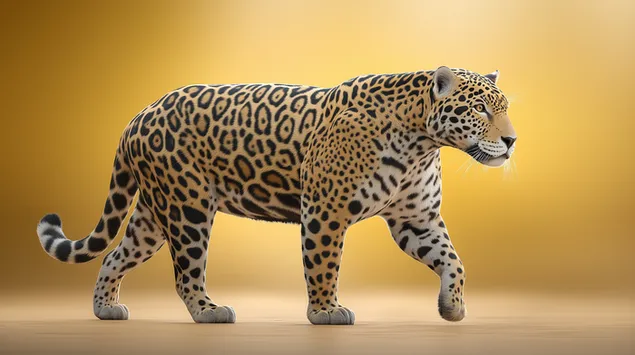 Jaguar majestoso de perfil em fundo de estúdio minimalista 2K papel de parede