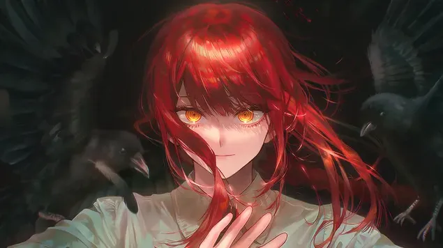 Hình nền Nghệ thuật Makima (Devil Hunter) từ anime Chainsaw man 4K