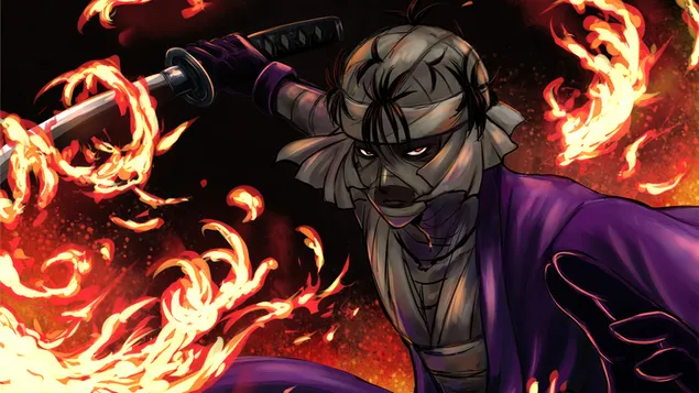 شمشیر شعله ماکوتو شیشیو از رورونی کنشین کاغذدیواری  4K