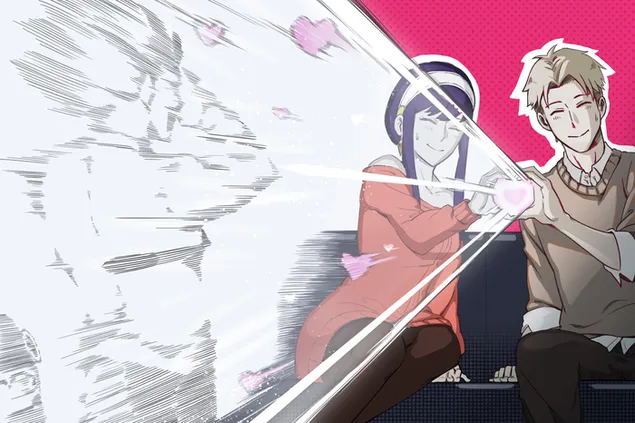 mies- ja naispuoliset animehahmot tekevat sydanta kasin spy x -perhesarjasta lataa